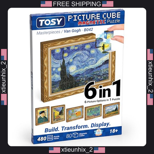 Magnetic picture puzzle cube - puzzle,
